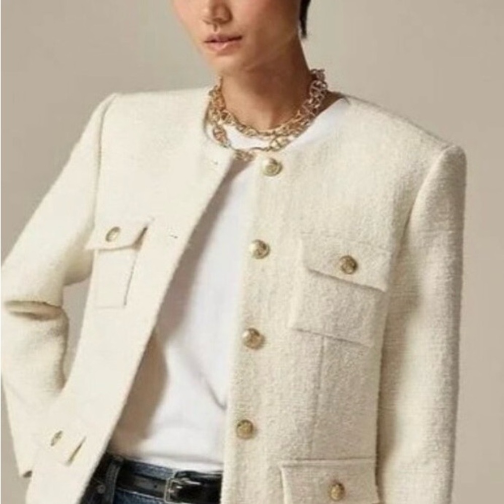 JCrew Isabella Lady Jacket - cream tweed flawless